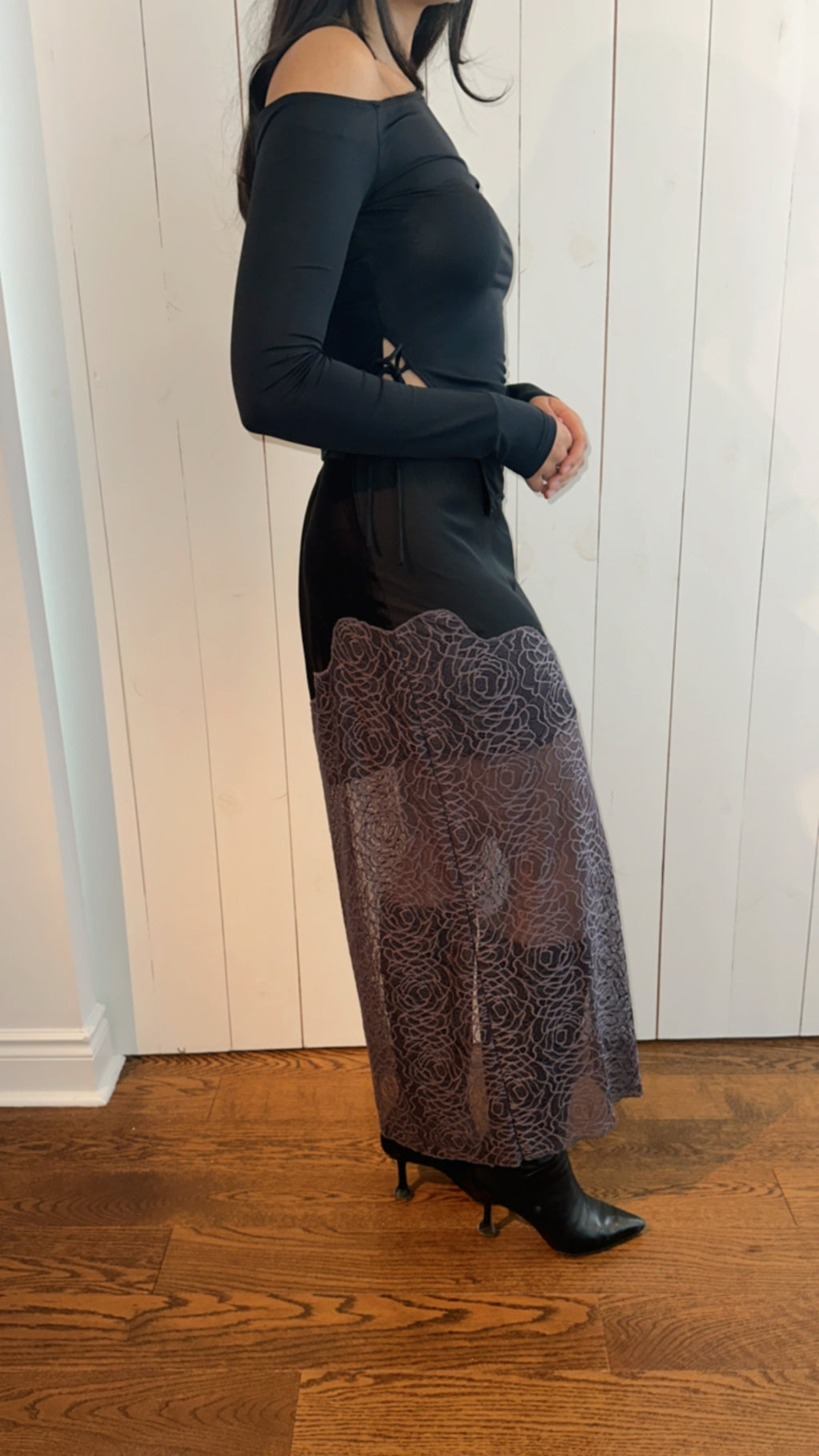 Free People Lace and Satin Skirt