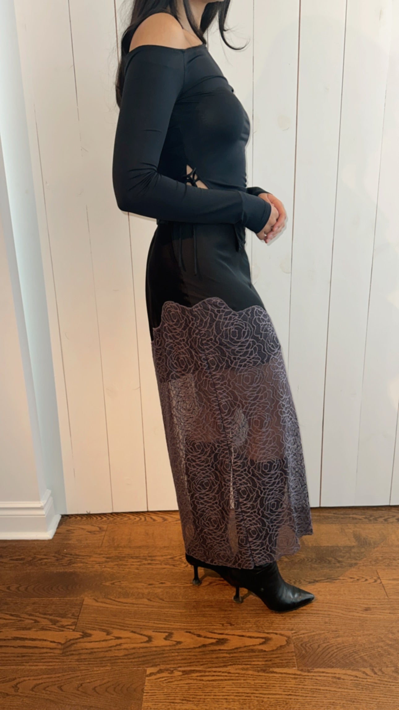 Free People Lace and Satin Skirt