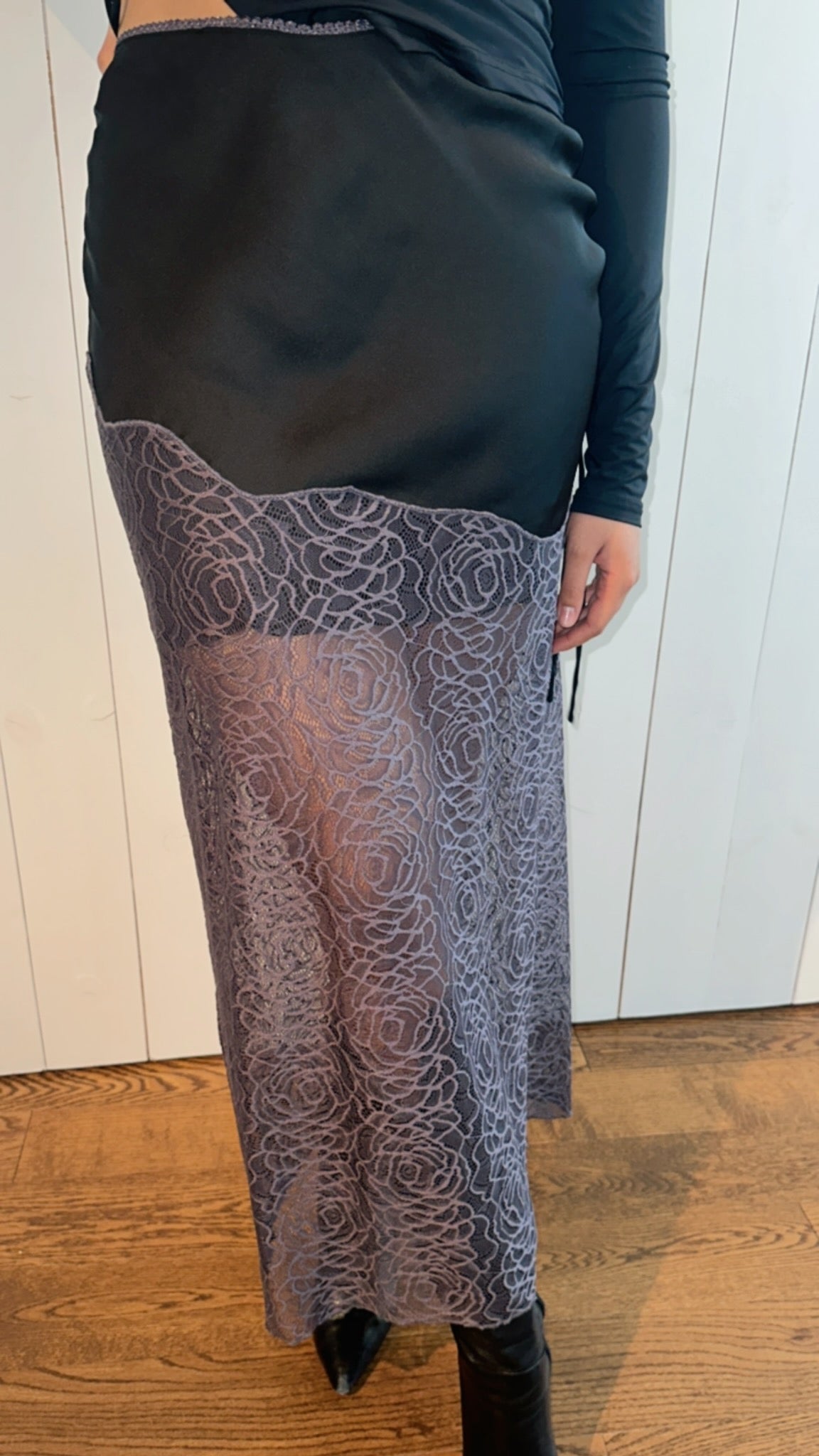 Free People Lace and Satin Skirt